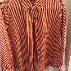 J. Crew Red and White Striped Dress Shirt